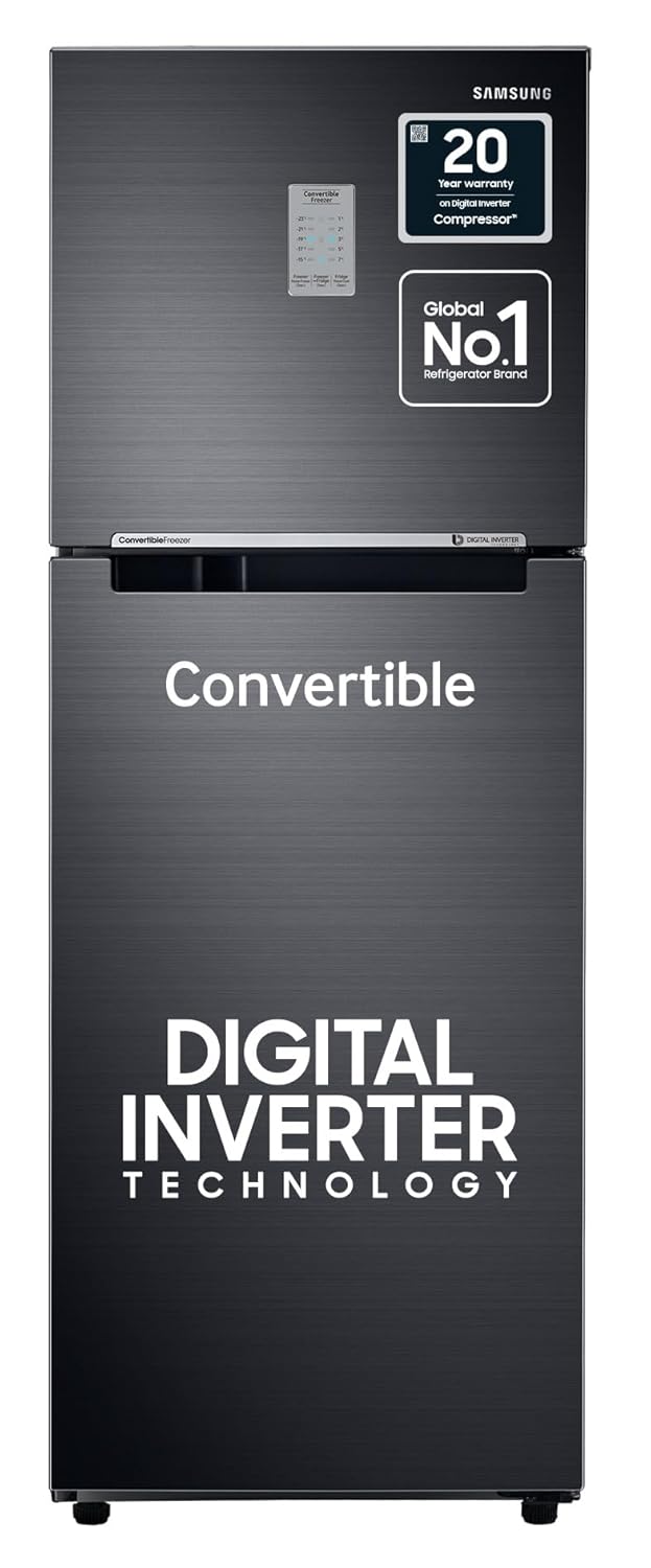 Samsung 236L 3 Star Convertible 3 In 1 Digital Inverter Frost-Free Double Door Refrigerator (RT28C3733BX/HL,Luxe Black)