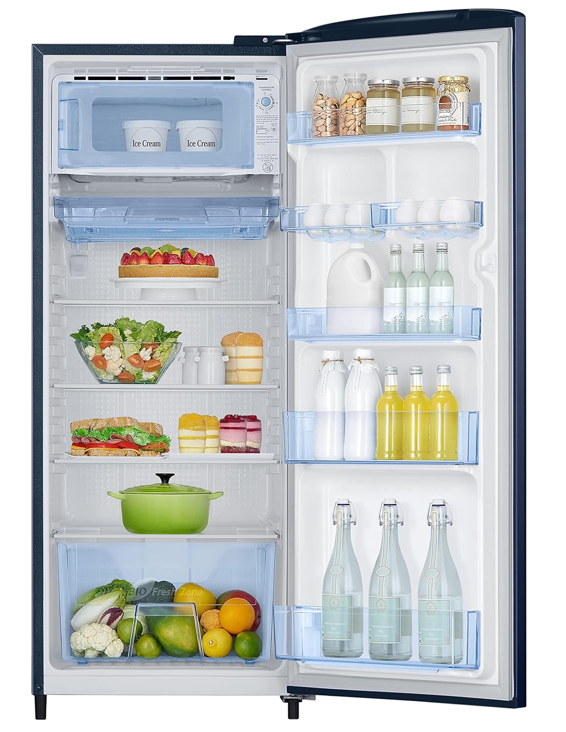 Samsung 223L 3 Star Inverter Direct-Cool Single Door Refrigerator Appliance (RR24C2723CU/NL,Camellia Blue)