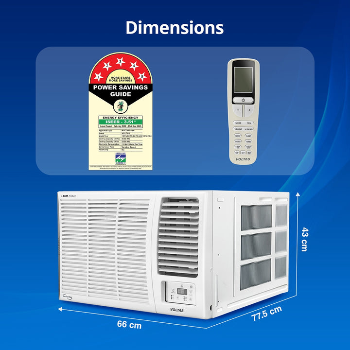 VOLTAS 185V Vertis Elite A 1.5 Ton 5 Star Inverter Window AC (Copper Condenser, Anti Dust Filter)