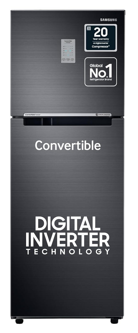Samsung 236L 3 Star Convertible 3 In 1 Digital Inverter Frost-Free Double Door Refrigerator (RT28C3733BX/HL,Luxe Black)