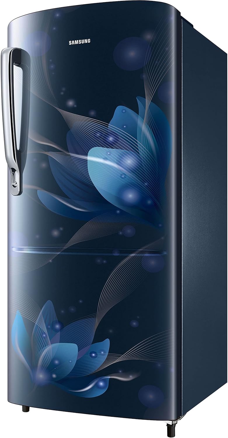 Samsung 183 L, 2 Star, Digital Inverter, Direct-Cool Single Door Refrigerator (RR20C2712U8/NL, Blooming Saffron Blue)
