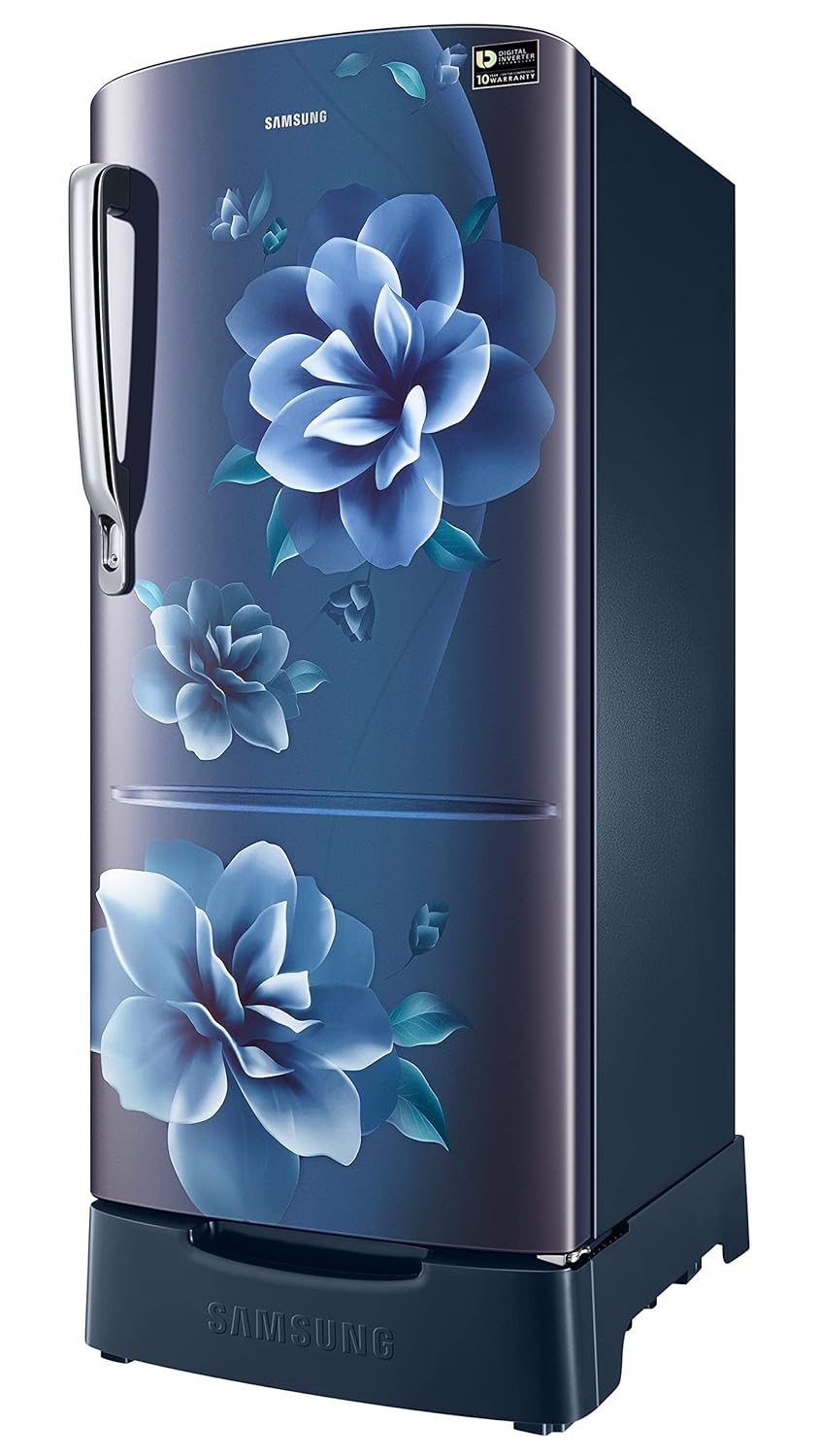 Samsung 183 L, 3 Star, Digital Inverter, Direct-Cool Single Door Refrigerator (RR20C1823CU/HL, Camellia Blue, Base Stand Drawer)