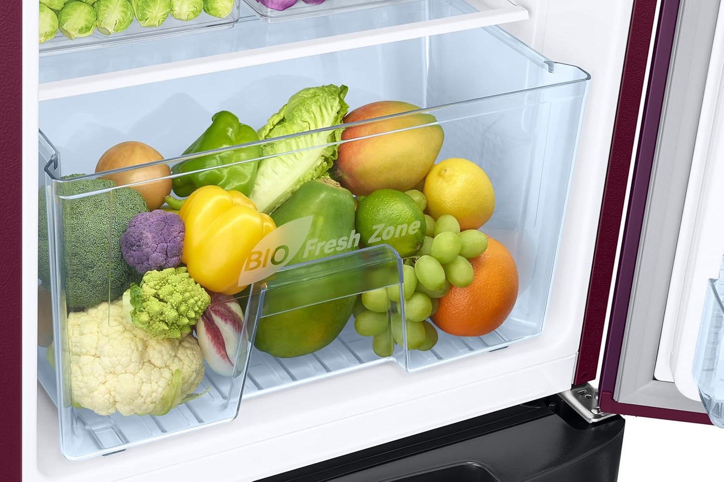 Samsung 183 L, 5 Star, Digital Inverter, Direct-Cool Single Door Refrigerator (RR20D2825CR/NL, Red, Camellia Purple, Base Stand Drawer)