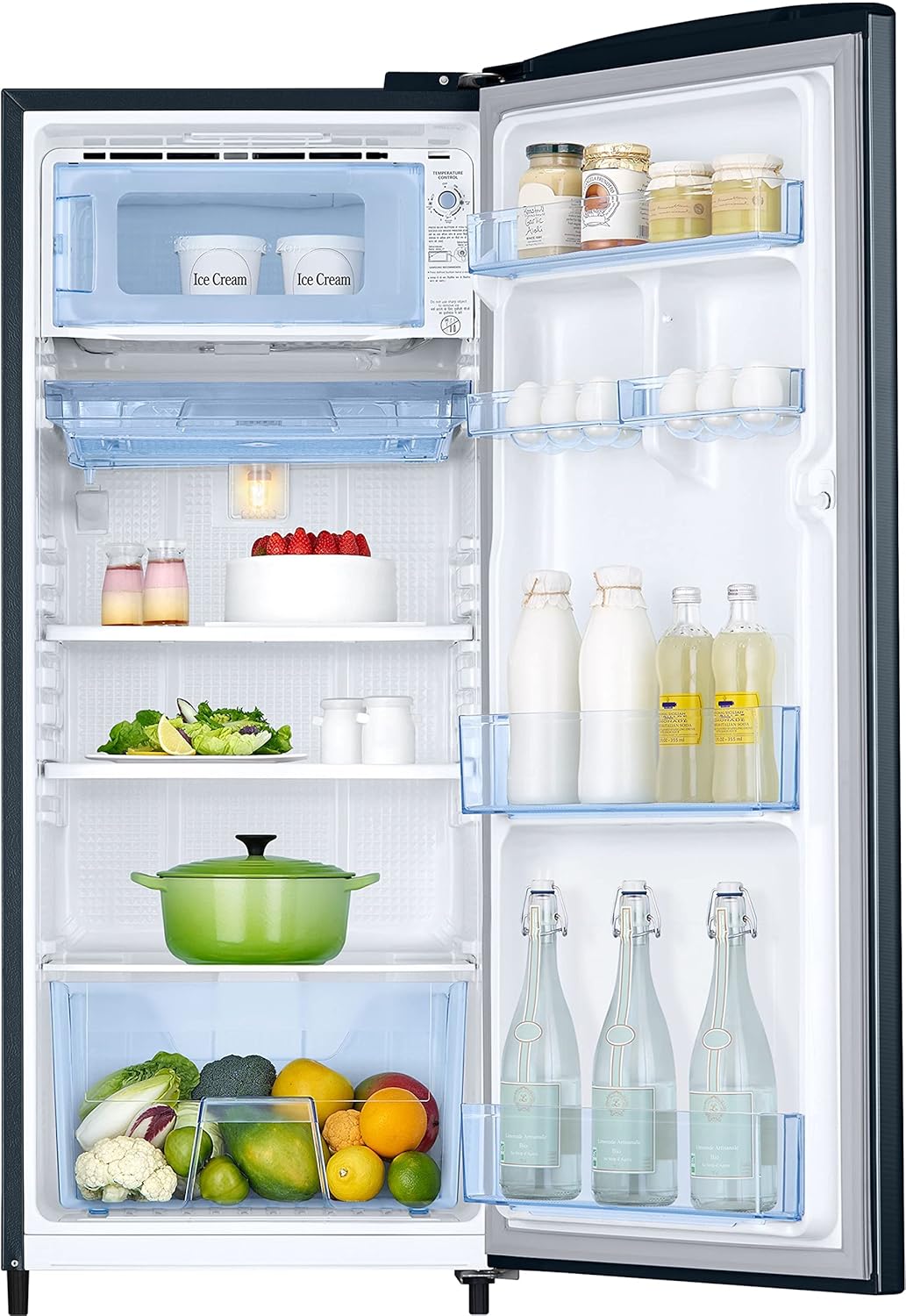 Samsung 183 L, 2 Star, Digital Inverter, Direct-Cool Single Door Refrigerator (RR20C2712U8/NL, Blooming Saffron Blue)