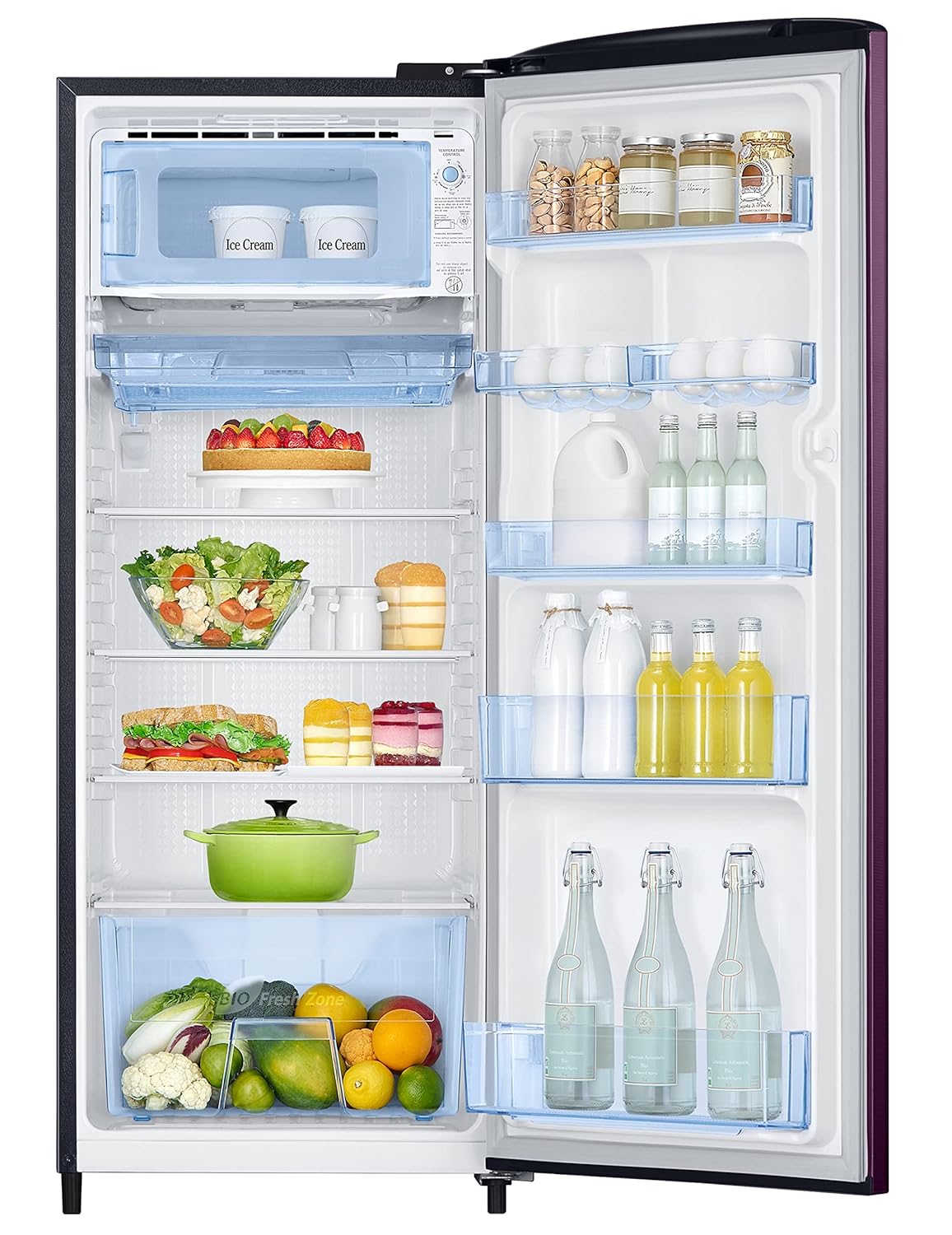 Samsung 223L 3 Star Inverter Direct-Cool Single Door Refrigerator Appliance (RR24C2723CR/NL,Camellia Purple)